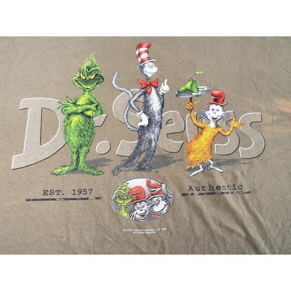 Dr. Seuss Other - Vintage 90s Dr. Seuss T-Shirt XL Grinch Cat Hat Green Eggs Double Sided Graphic